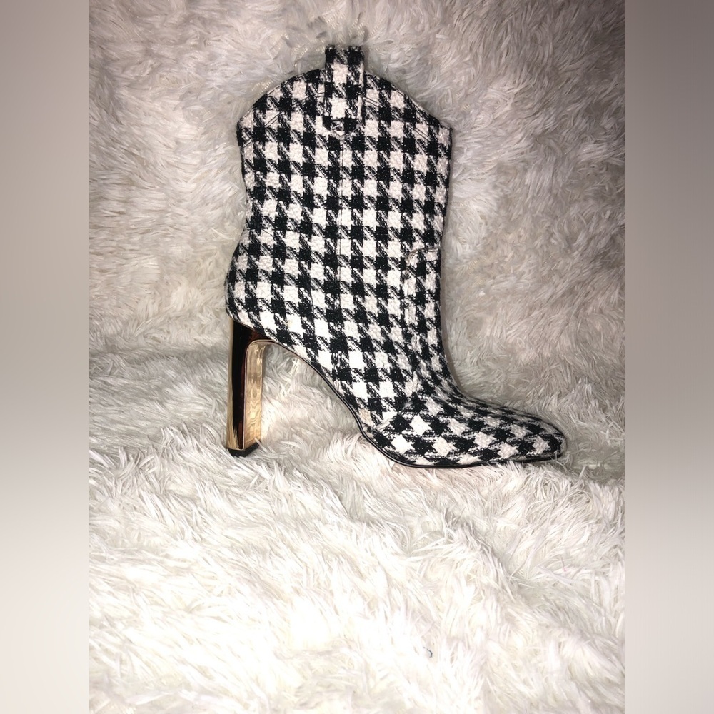 Black and White Houndstooth Women's Boots size 8.5 - Picture 12 of 16